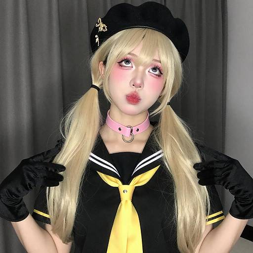 Pale Youth in Black Sailor Outfit