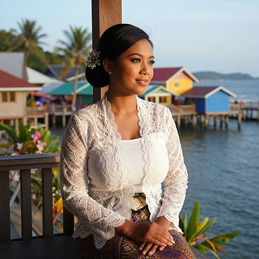 Serene Malaysian Woman in Traditional Kebaya