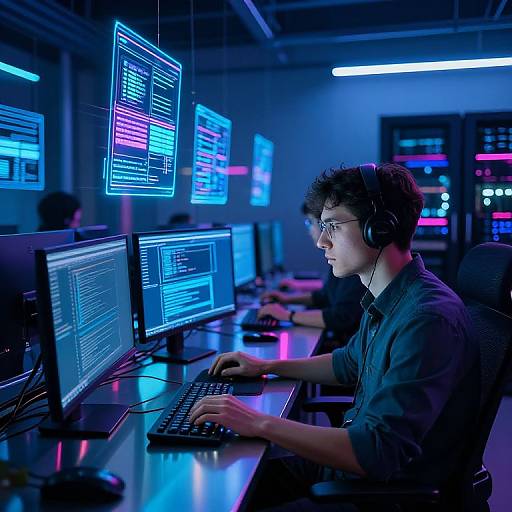 High-Tech Programmer in Sci-Fi Office