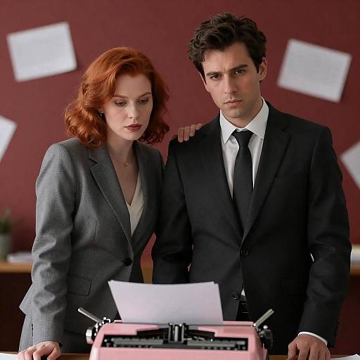 Serious Business Duo with Typewriter