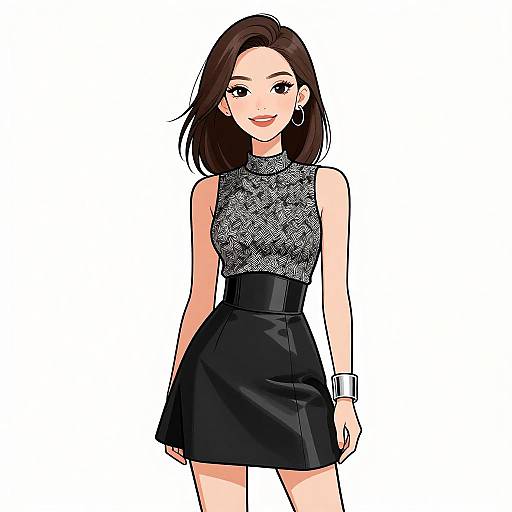 Chic Smiling Woman in Stylish Outfit