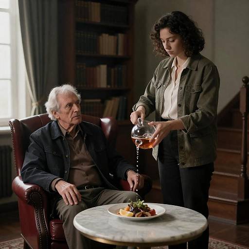 Intimate Dining Scene in Dim Light