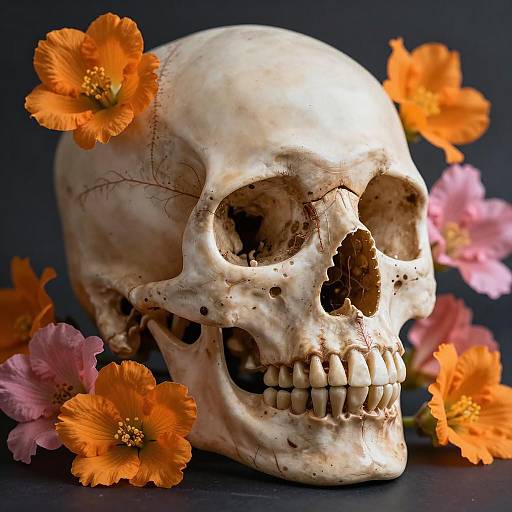 Skull and Flowers: Life and Mortality