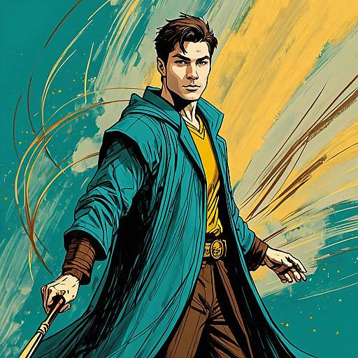 Mystical Sorcerer in Enchanted Forest