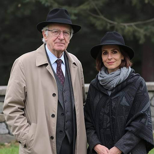 Elderly Man and Younger Woman Outdoors