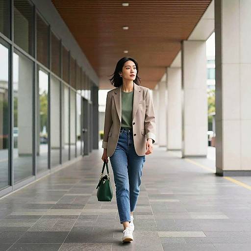 Stylish Woman in Modern Urban Corridor
