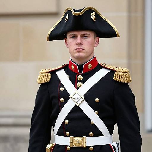 Portrait of Young Soldier in Historic Uniform