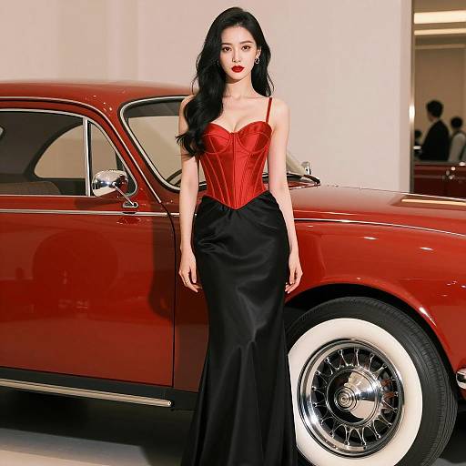 Elegant Woman in Luxe Evening Gown