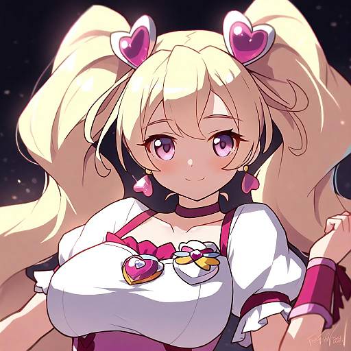 Illustration of Cure peach, precure in the style of Langbazi