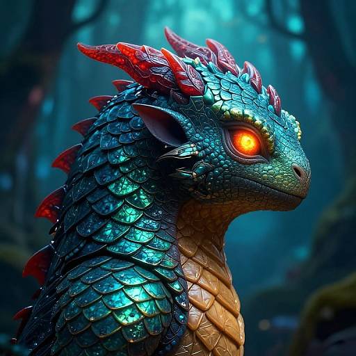 Fantasy Creature with Glowing Eyes