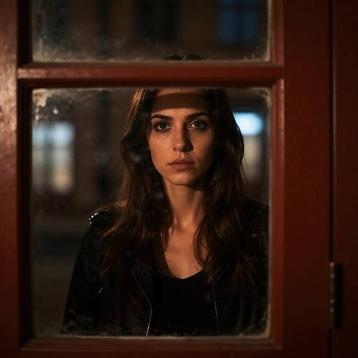 Woman in Dark Jacket Behind Window