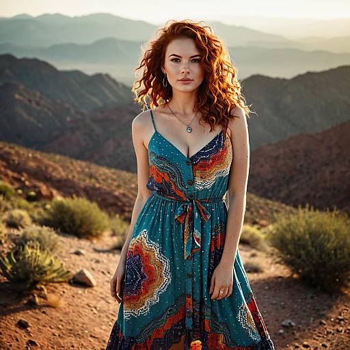 Bohemian Fashion Portrait in Desert Horizon