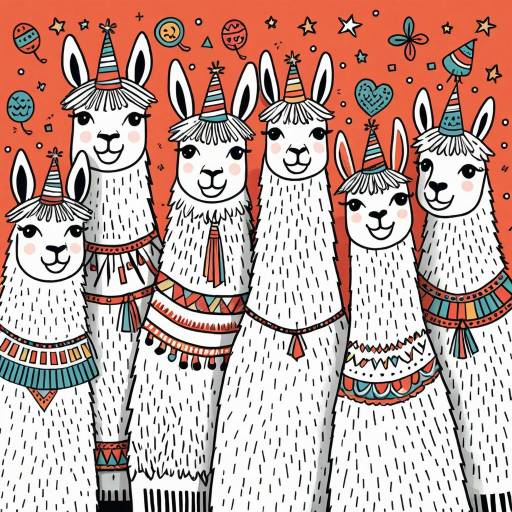 Joyful Llamas Dance Party Illustration