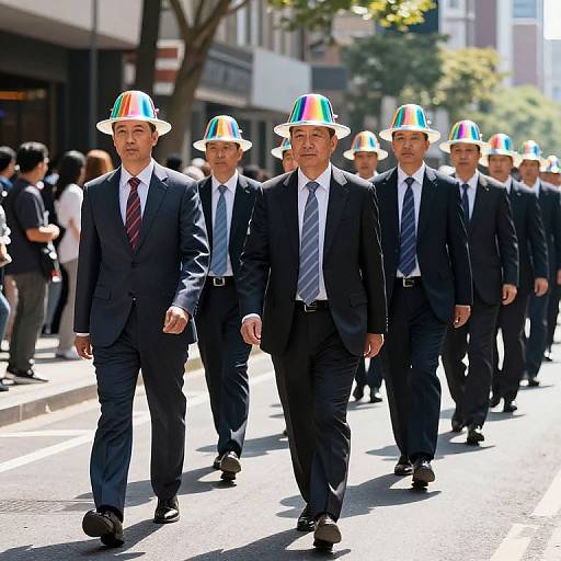 Iridescent Rainbow Hats Procession