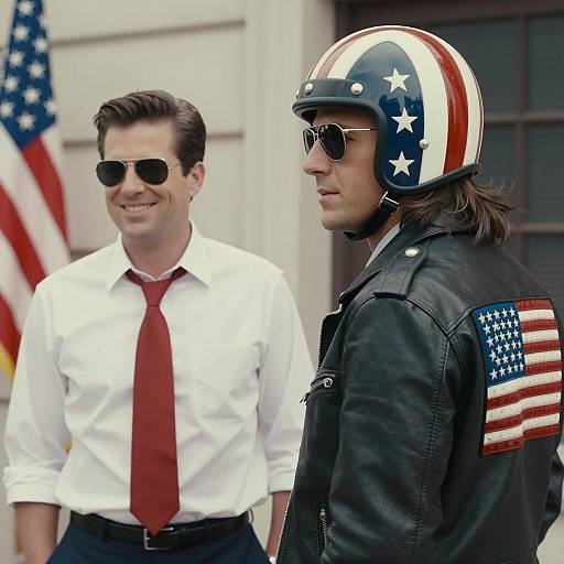 Two Men Outdoor with American Flag Gear