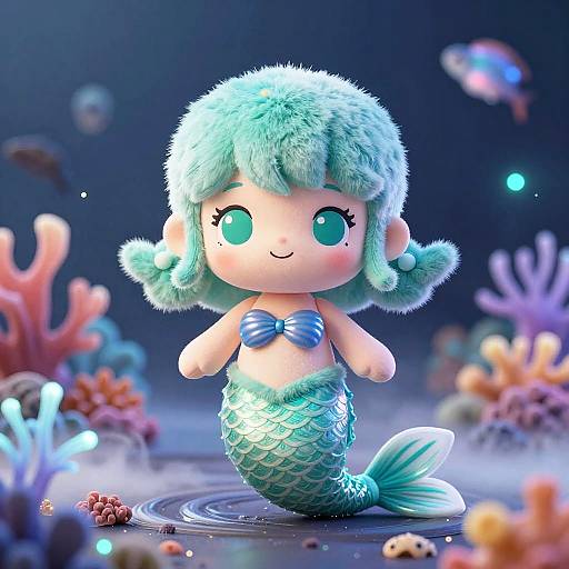 Cute Mint-Green Fumo Mermaid Plush