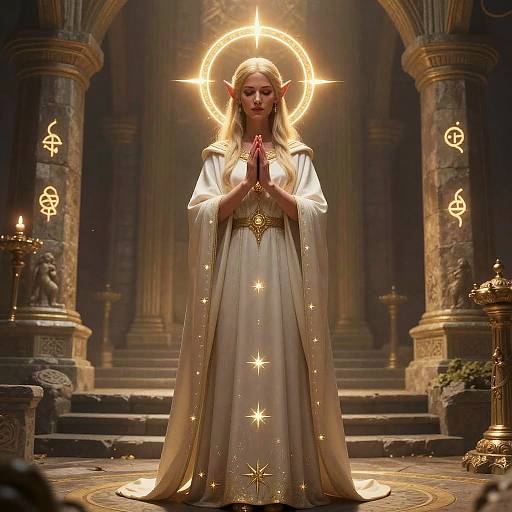 Aasimar Cleric in Sacred Temple
