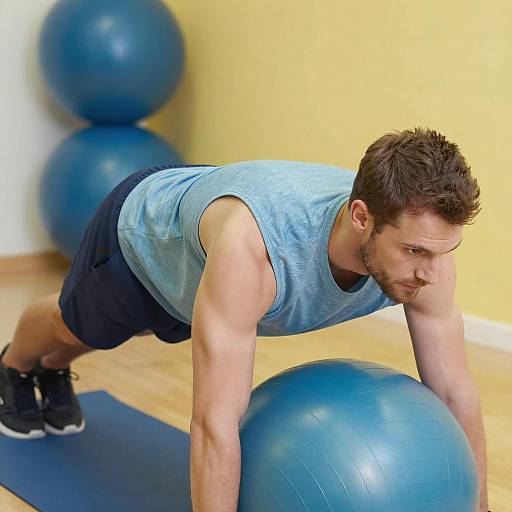 Fit Man Planking on Blue Exercise Ball