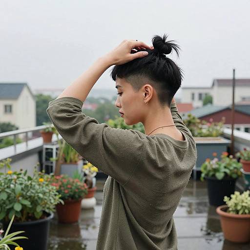 Rain-Dappled Rooftop Garden Undercut Moment