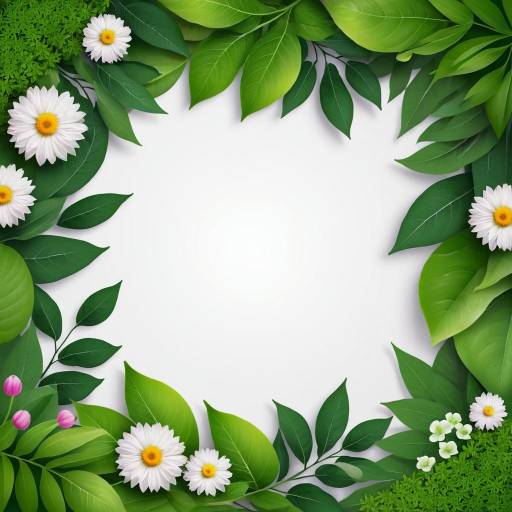 Nature's Frame: Leaves and Flowers Design