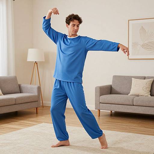 Man in Blue Pajama Dance Costume