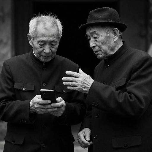 B&W Dramatic Portrait of Two Elderly Men