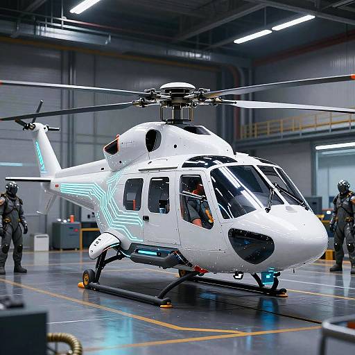 Futuristic Modular Helicopter in Hangar