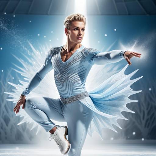 Graceful Male Figure Skater on Ice
