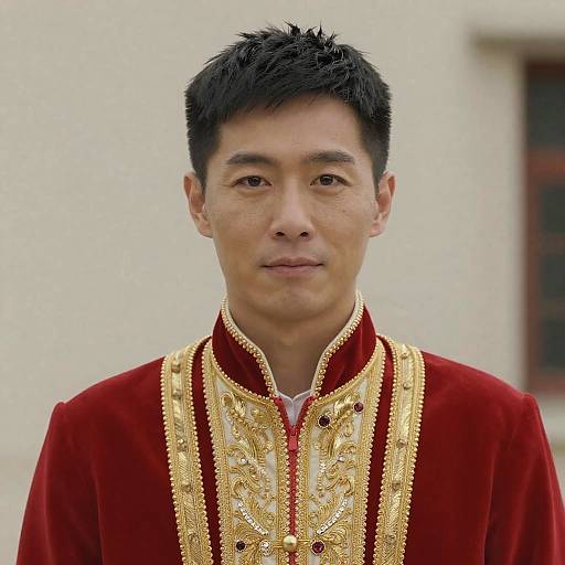 Regal Portrait: Red and Gold Attire