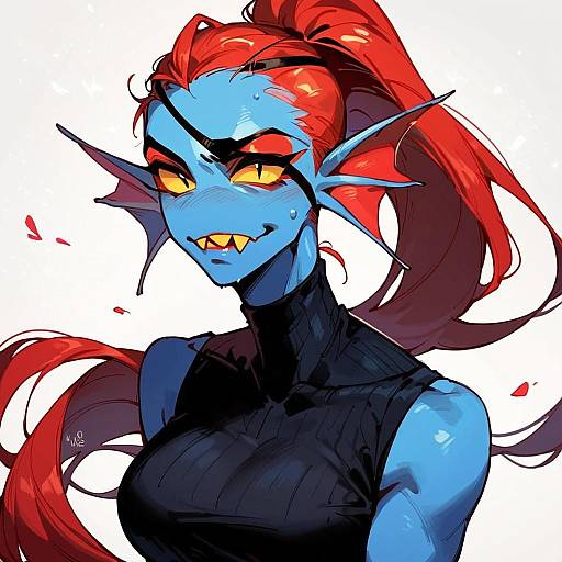 Anthro Character Undyne on White Background