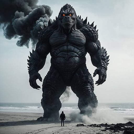 Colossal Smoke Genie on Foggy Beach