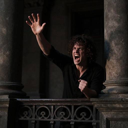 Dramatic Horror Scene with Screaming Man