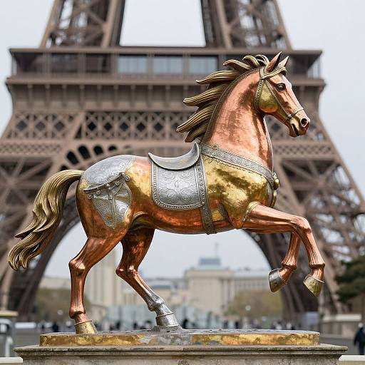 Ultrarealistic Metallic Horse Sculpture
