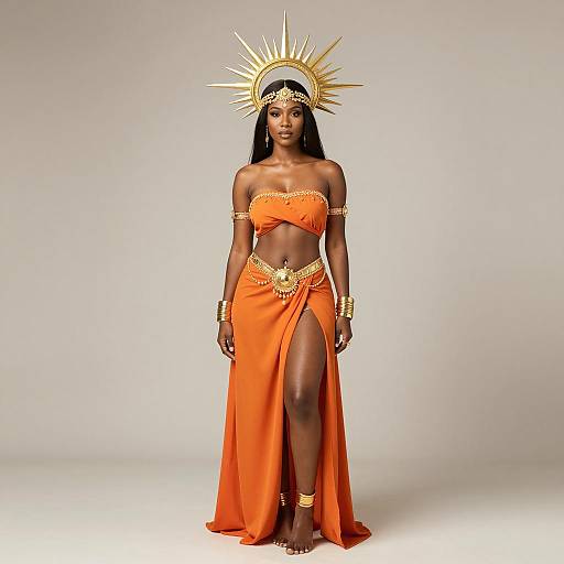 African Woman in Sun Goddess Costume