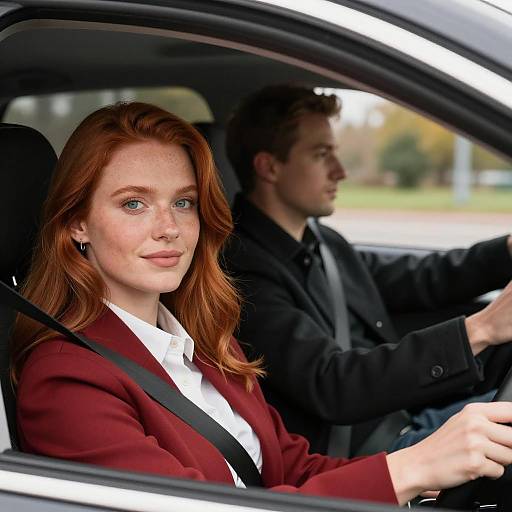 Couple in Car with Nature Background