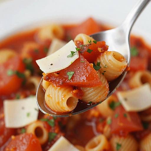 Close-up of Pasta with Tomato Sauce and Cheese