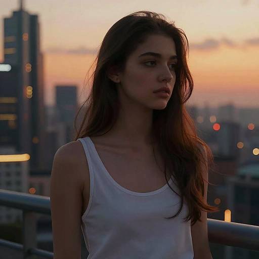 Futuristic Sunset Portrait of Woman