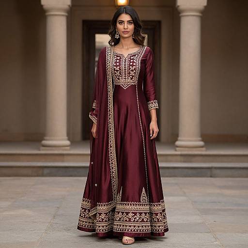 Elegant Silk Indo Western Dress Pose