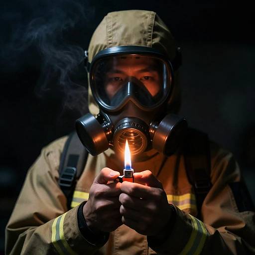 Mysterious Figure with Flaming Lighter