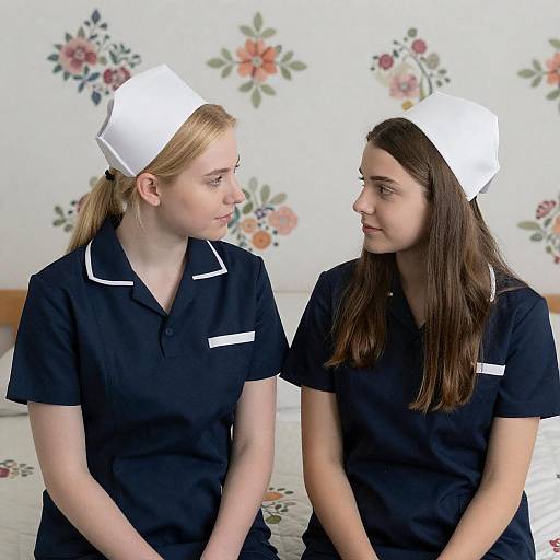Nurse Portrait with Quilted Bed Background