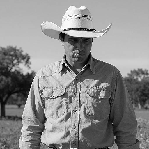 Moody Cowboy Portrait in Black-and-White
