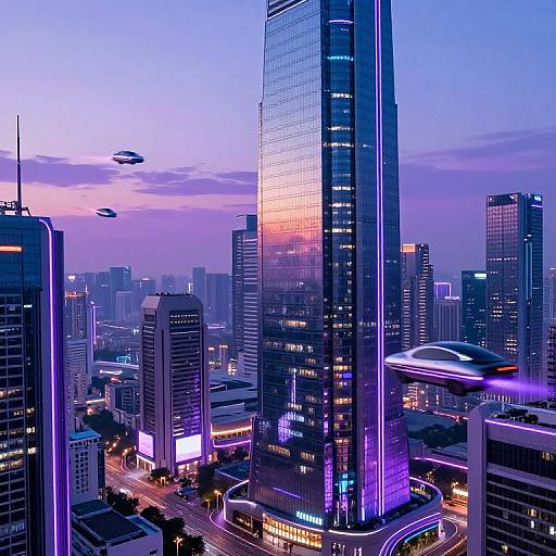 Futuristic Cyberpunk Cityscape at Dusk