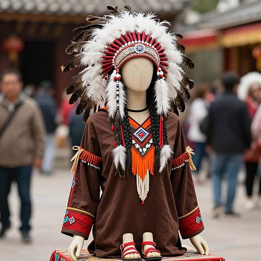 Mannequin in Native Feathered Headdress