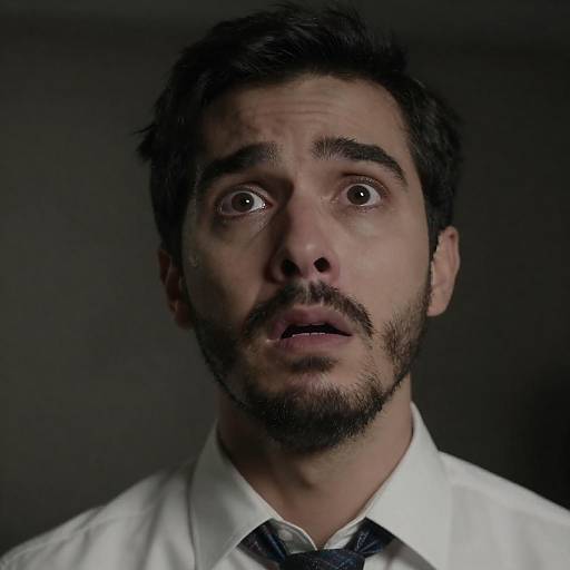 Dramatic Close-Up of a Fearful Man