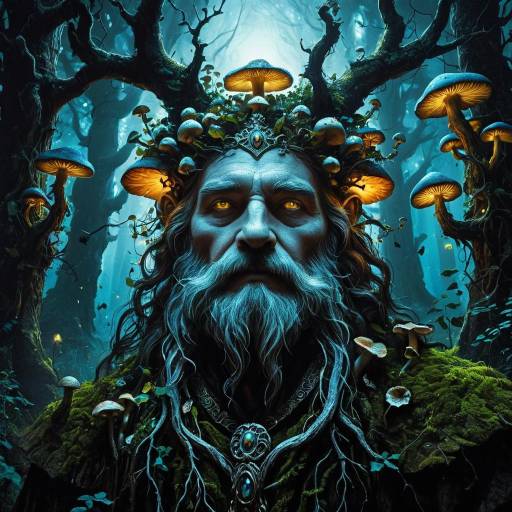 Mushroom Forest King with Glowing Eyes