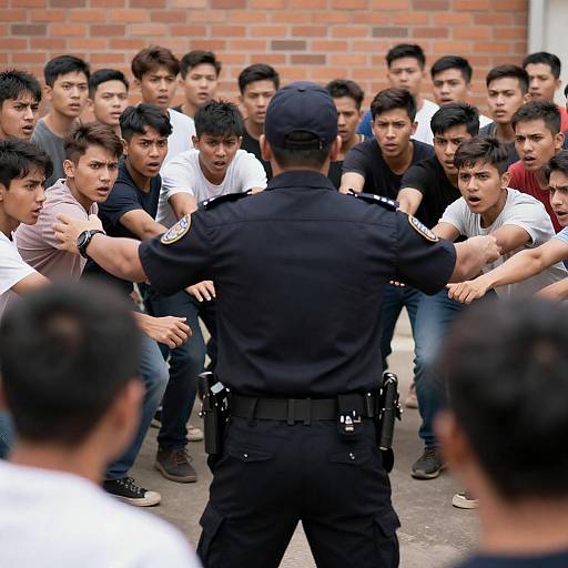 Intense Confrontation Between Police and Crowd
