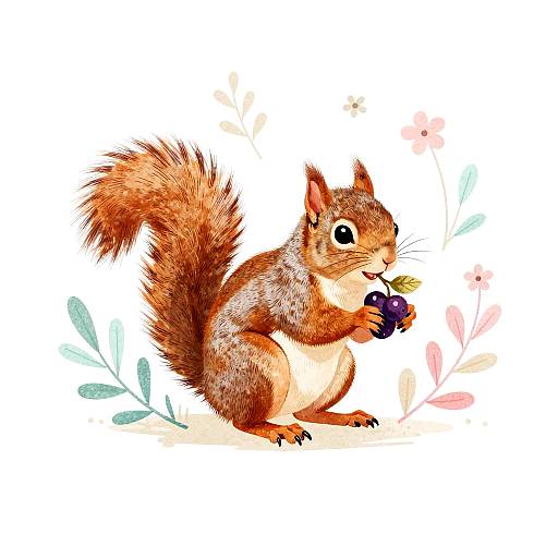 Energetic Squirrel with Berry Art