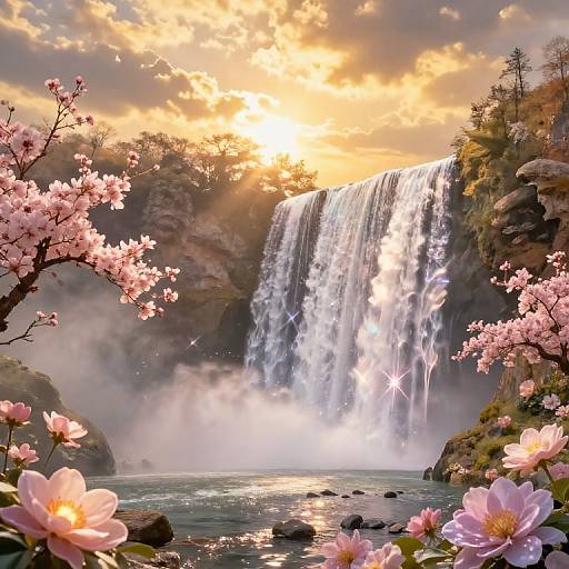 Surreal Radiant Floral Landscape