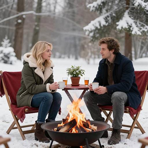 Cozy Winter Fireside Date Scene