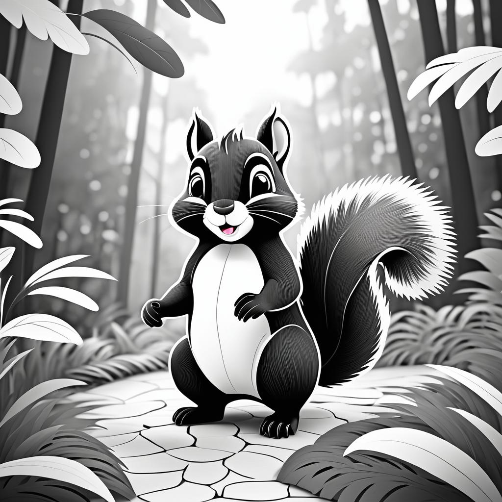 Cute Squirrel Coloring Page for Kids